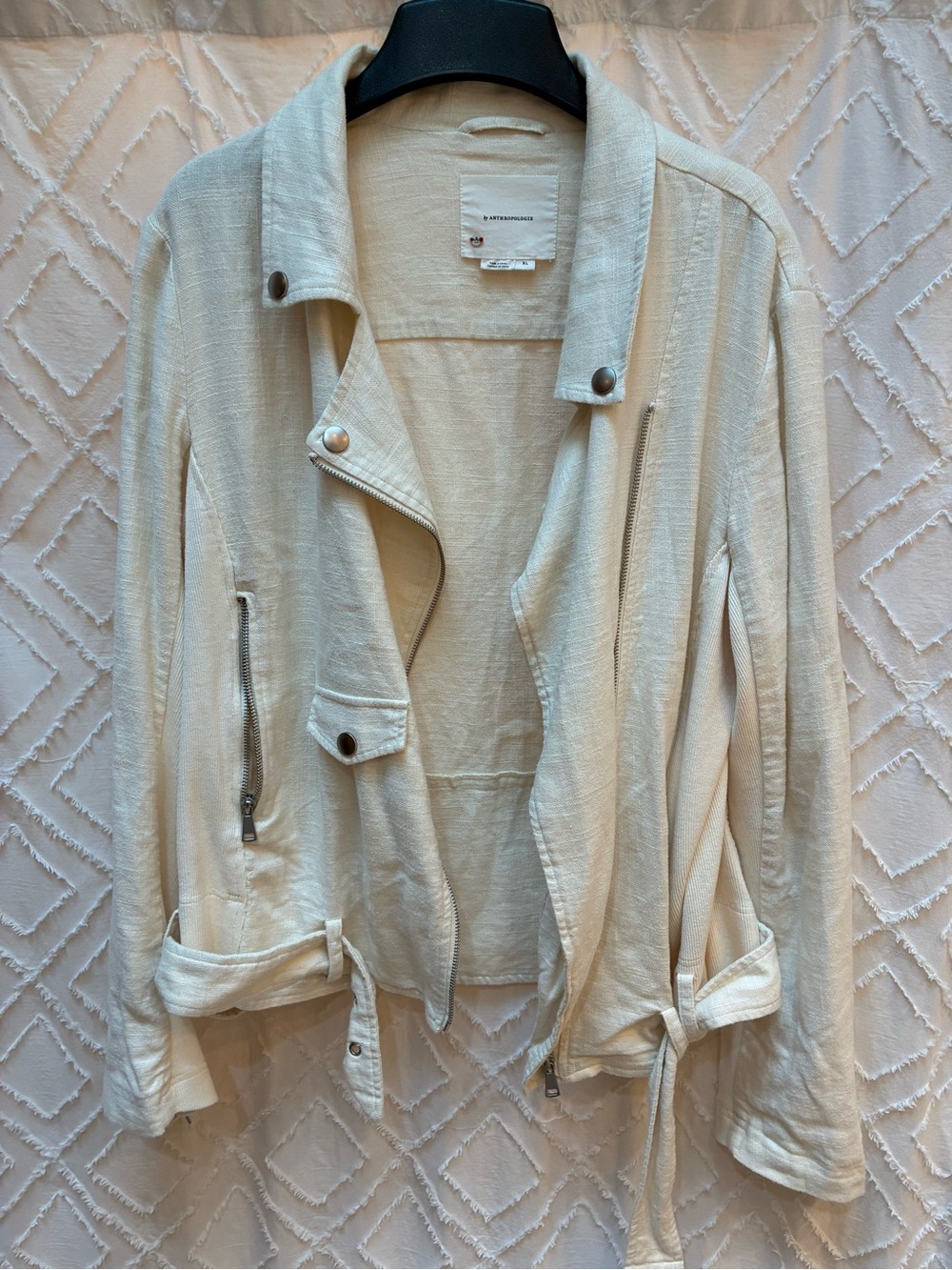 Anthropologie Linen Cotton Moto Jacket XL